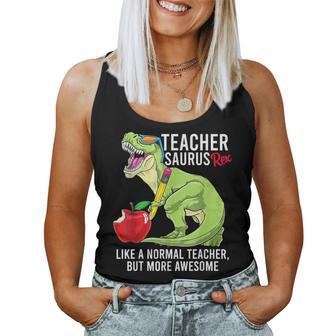 Teacher Saurus Rex Like A Normal Teacher But More Awesome Women Tank Top Basic Casual Daily Weekend Graphic - Thegiftio UK