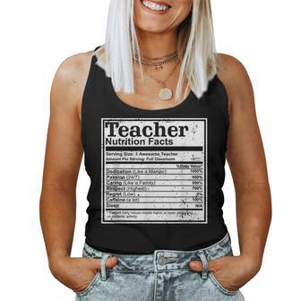 For Teachers Nutrition Facts Teacher Awesome School Women Tank Top | Mazezy