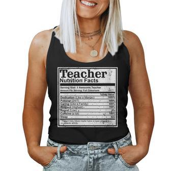 For Teachers Nutrition Facts Teacher Awesome School Women Tank Top | Mazezy