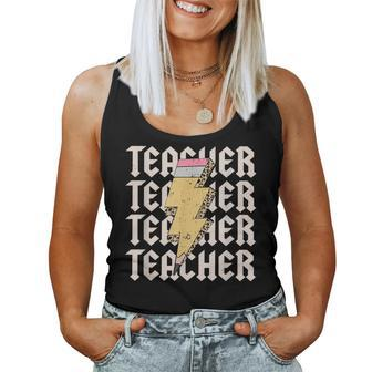 Teachers Rock Back To School Abcd Vintage Pencil Teacher Women Tank Top - Monsterry CA