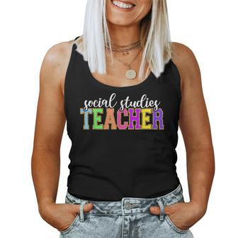 Teaching Social Studies Teacher Back School Worker For Teacher Women Tank Top | Mazezy