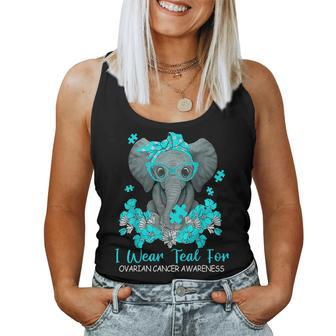 Teal Elephant I Wear Teal For Ovarian Cancer Awareness Women Tank Top - Monsterry DE