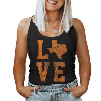 Texas Love Retro Burnt Orange Women's State Of Texas Women Tank Top | Mazezy