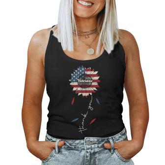 Thank You Veterans Sunflower Us America Flag Patriotic Women Women Tank Top - Thegiftio UK