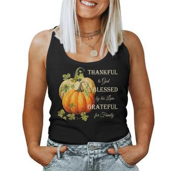 Thankful Grateful Blessed Christian Thanksgiving Women Tank Top | Mazezy