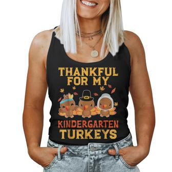 Thankful For My Kindergarten Turkeys Thanksgiving Teacher Women Tank Top | Mazezy AU