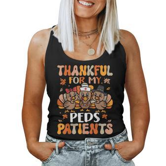 Thankful Peds Nurse Thanksgiving Turkey Pediatric Nurse Women Tank Top - Thegiftio UK