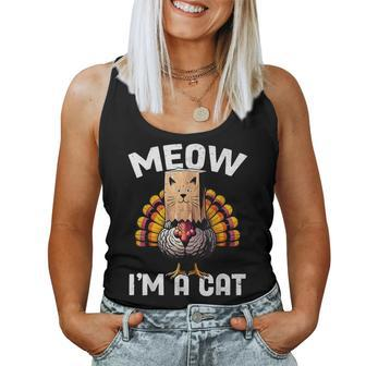 Thanksgiving Turkey Fake Cat Disguise Fall Holiday Women Tank Top - Seseable