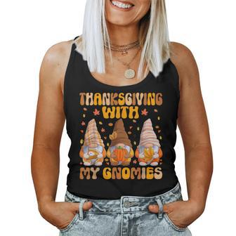 Thanksgiving With My Gnomies Happy Thanksgiving Gnome Fall Women Tank Top - Monsterry