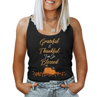 Thanksgiving Grateful Thankful Blessed Teacher Mom Women Tank Top | Mazezy