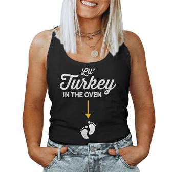 Thanksgiving Pregnancy New Mom Lil Turkey In The Oven Women Tank Top | Mazezy