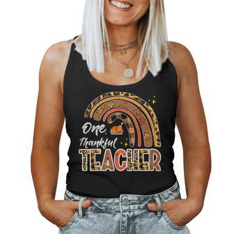 Thanksgiving Thankful Teacher Rainbow Turkey Day Fall Women Women Tank Top - Thegiftio UK