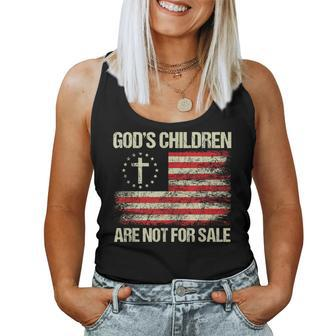 The Sounds Of Freedom Gods Children Are Not For Sale Flag Women Tank Top Weekend Graphic - Monsterry