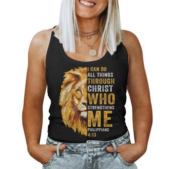 I Can Do All Things Through Christ Jesus Lion Christian For Lion Lovers Women Tank Top | Mazezy