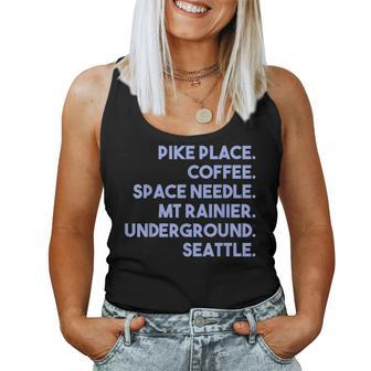 Things Of Seattle Pike Place Coffee Space Needle Women Tank Top | Mazezy