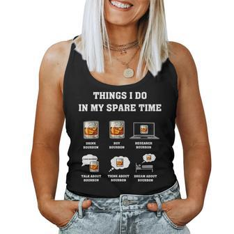 Things I Do In My Spare Time Drink Bourbon Whiskey Short Sleeve Women Tank Top | Mazezy DE