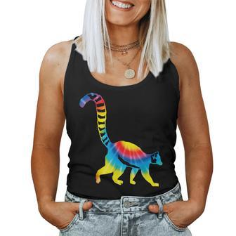 Tie Dye Indri Rainbow Print Lemur Animal Hippie Peace Women Tank Top | Mazezy