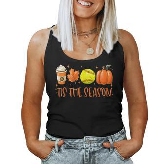 Tis The Season Pumpkin Spice Coffee Softball Thanksgiving Women Tank Top - Thegiftio UK