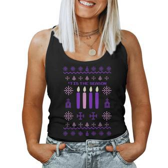 Tis The Season Ugly Sweater Christmas Xmas Advent Catholic Women Tank Top | Mazezy