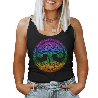 Tree Of Life Celtic Colorful Rainbow Gradient For Men Women Women Tank Top Weekend Graphic - Seseable