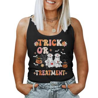 Trick Or Treatment Cute Ghost Paramedic Halloween Nurse Women Tank Top - Thegiftio UK