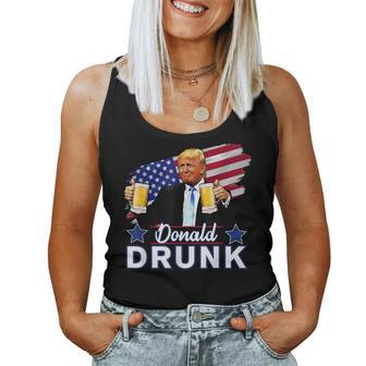 Trump 4Th Of July Drinking Presidents Donald Drunk Women Tank Top | Mazezy UK