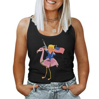 Trump Flamingo Gun Merica 2020 Election Maga Republican Women Tank Top | Mazezy