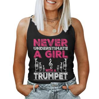 Trumpet Player Never Underestimate A Girl With A Trumpet Women Tank Top - Monsterry UK
