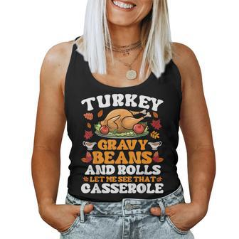 Turkey Gravy Beans And Rolls Thanksgiving Women Tank Top | Mazezy