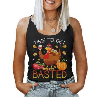 Turkey Time To Get Basted Retro Happy Thanksgiving Women Women Tank Top - Seseable