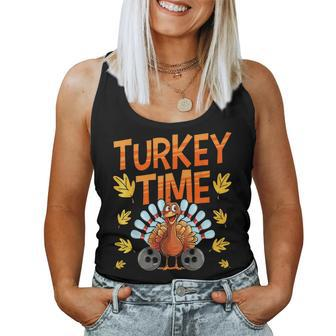 Turkey Time Bowl Bowling Strike Pin Sport Thanksgiving Boys Women Tank Top - Seseable