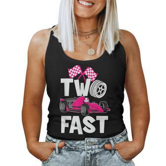 Two Fast Vintage Car Birthday Theme 2Nd Birthday Outfit Girl Women Tank Top - Seseable