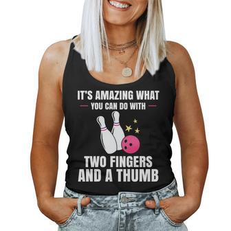 Two Fingers And A Thumb Bowling Player Bowler Outfit Bowling Women Tank Top | Mazezy