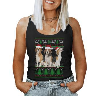 Ugly Christmas Sweater Beagle Dog Women Tank Top - Monsterry