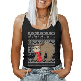 Ugly Christmas Sweater Sloth Christmas Sloth Women Tank Top - Monsterry DE
