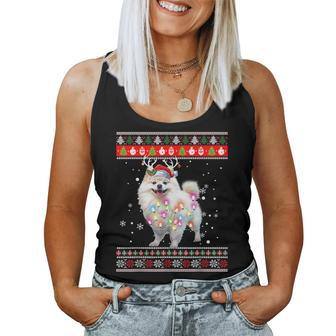 Ugly Sweater Christmas Pomeranian Dog Puppy Xmas Pajama Women Tank Top - Seseable