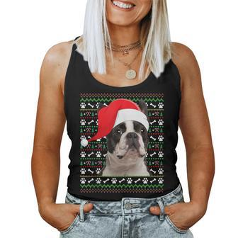 Ugly Xmas Sweater Santa Boston Terrier Dog Christmas Women Tank Top | Mazezy