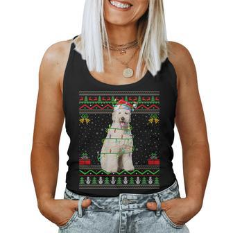 Ugly Xmas Sweater Style Santa Labradoodle Dog Christmas Women Tank Top - Seseable