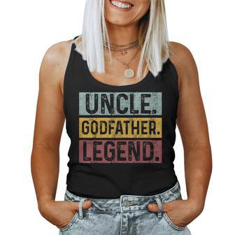 Uncle Godfather Legend Vintage Happy Fathers Day Gift Women Tank Top Basic Casual Daily Weekend Graphic - Seseable