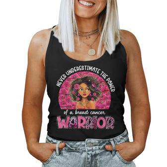 Never Underestimate A Breast Cancer Warrior Black Pink Women Tank Top - Seseable