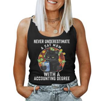 Never Underestimate A Cat Mom With A Accounting Degree Lover Women Tank Top - Thegiftio UK