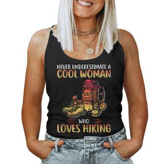 Never Underestimate A Cool Woman Who Loves Hiking Women Tank Top - Thegiftio UK