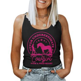Never Underestimate Cowgirl Cute Vintage Western Country Women Tank Top - Thegiftio UK