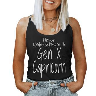 Never Underestimate A Gen X Capricorn Zodiac Sign Women Tank Top | Mazezy