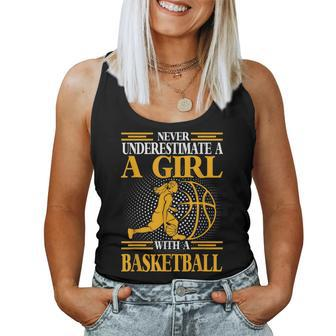 Never Underestimate A Girl With Basketball Sport Women Tank Top - Thegiftio UK
