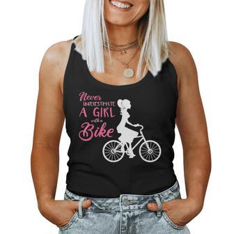 Never Underestimate A Girl With A Bike Girl Women Tank Top - Monsterry DE
