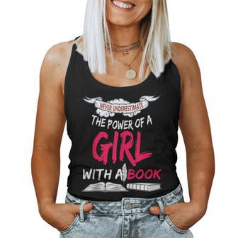 Never Underestimate A Girl With A Book Reading Women Tank Top - Monsterry