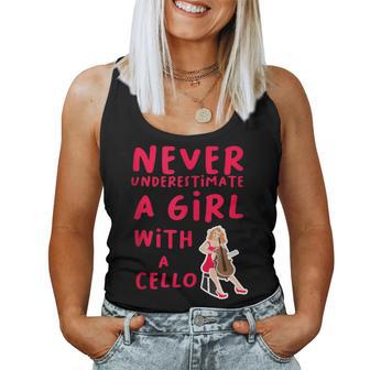 Never Underestimate A Girl With Cello Musical Music Cello Women Tank Top - Thegiftio UK