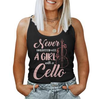 Never Underestimate A Girl With A Cello Vintage Women Tank Top | Mazezy