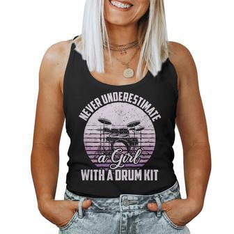 Never Underestimate A Girl With A Drum Kit Drummer Girl Women Tank Top - Thegiftio UK